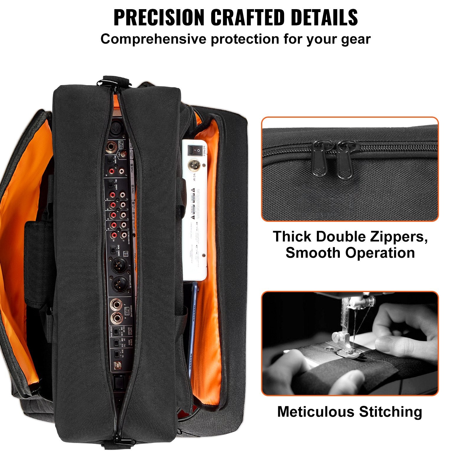 VEVOR Padded DJ Mixer Gig Bag, 1200D Oxford Fabric, DJ Gear Carry Bag with a Storage Pocket 4.92 ft Removable Shoulder Strap 0.39 in Padding, 19.29 x 8.66 x 15.34 in Storage Case for DJ Controller 