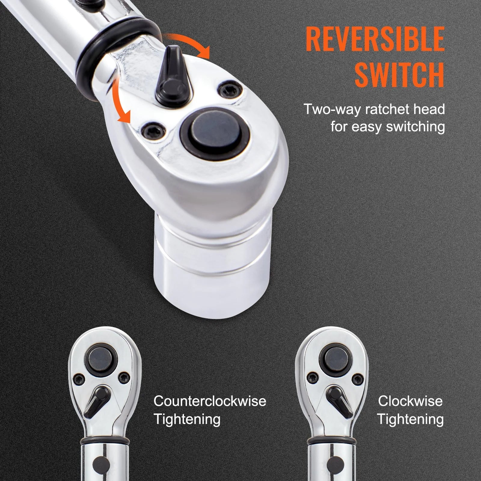 VEVOR Torque Wrench, 1/2-inch Drive Click Torque Wrench 10-150ft.lb/14-204n.m, Dual-Direction Adjustable Torque Wrench Set, Mechanical Dual Range Scales Torque Wrench Kit with Adapters Extension Rod