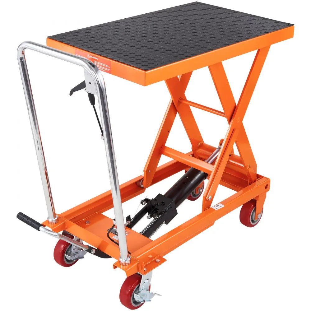 VEVOR Hydraulic Lift Table Cart, 1100lbs Capacity 35.4" Lifting Height, Manual Single Scissor Lift Table with 4 Wheels and Non-slip Pad, Hydraulic Scissor Cart for Material Handling and Transportation