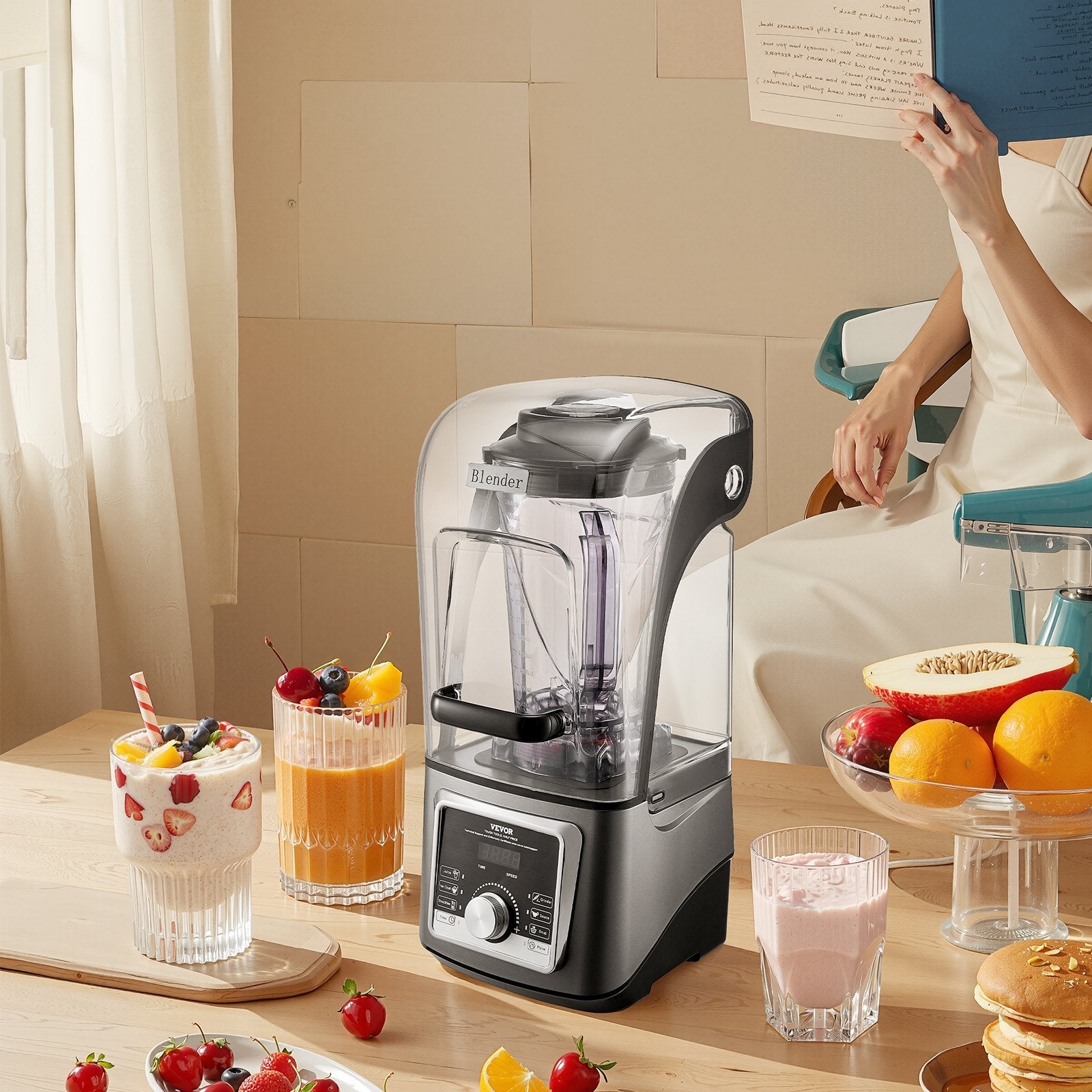 VEVOR 135 oz 1400W Blender for Smoothies Food Processing Blender for Kitchen 