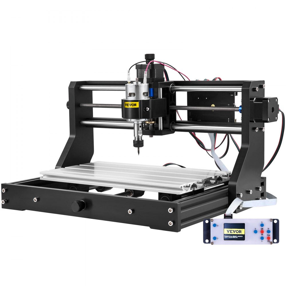 VEVOR CNC 3018-PRO 3 Axis CNC Router Kit GRBL Control With Offline Controller 1 Pcs 5mm ER11 PCB and 10PCS 3.175MM + 4 Sets CNC Plates+1 Pcs ER11 Collet Set for Carving Milling Plastic Acrylic PVC 