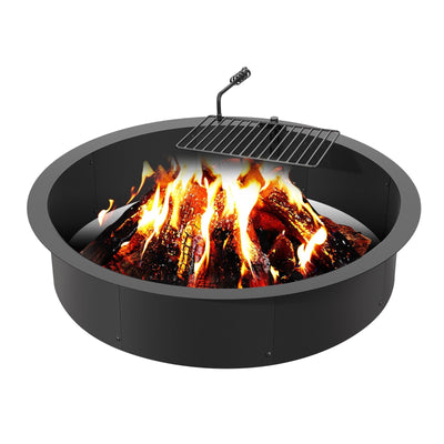 VEVOR Fire Pit Ring w/ BBQ Fire Ring 40 Inch Outer Steel DIY Campfire Firepit 