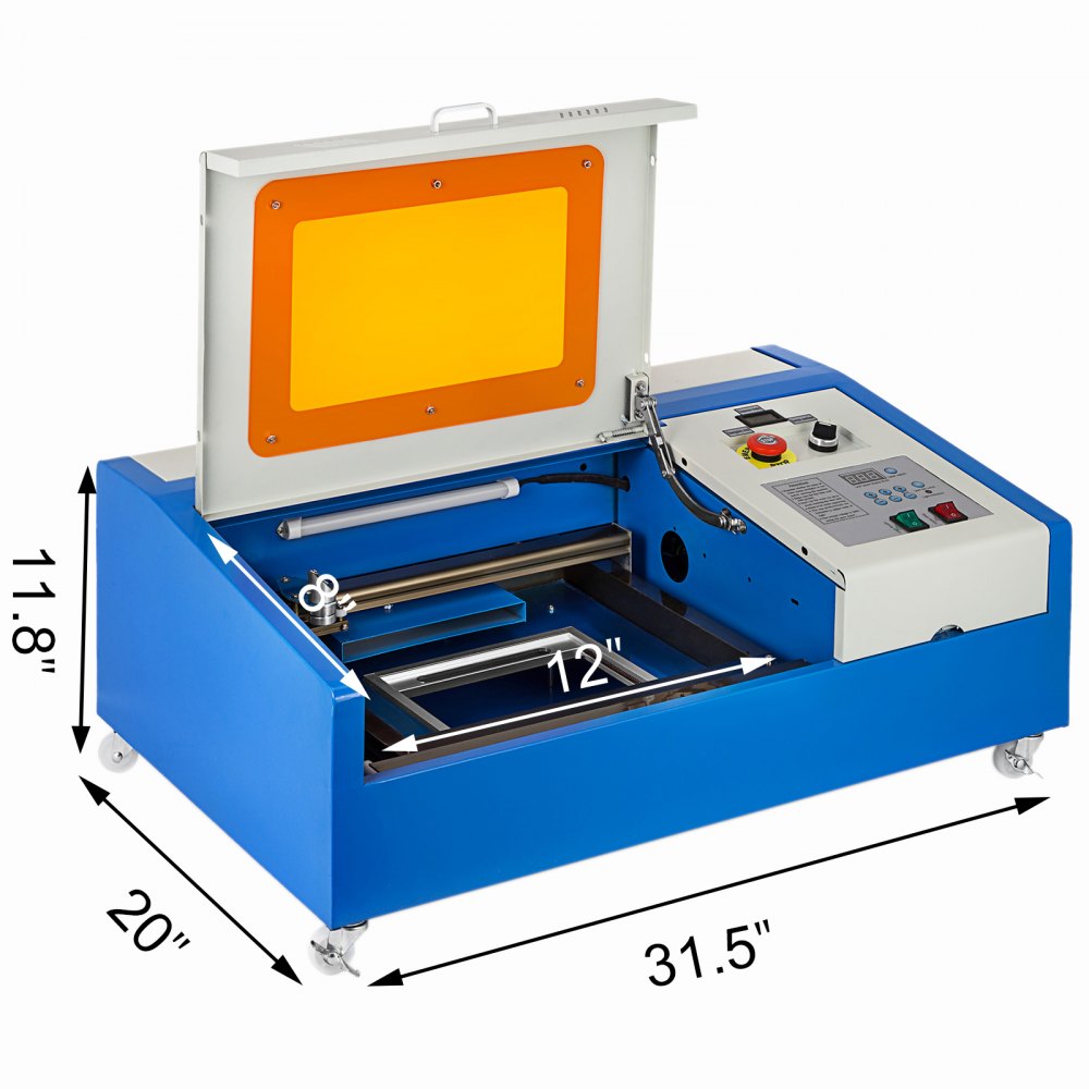 VEVOR K40 Laser Engraver CO2 Laser Engraving Cutting Machine 12x8 inches Laser Engraving Machine with Movable Wheels and Exhaust Fan 