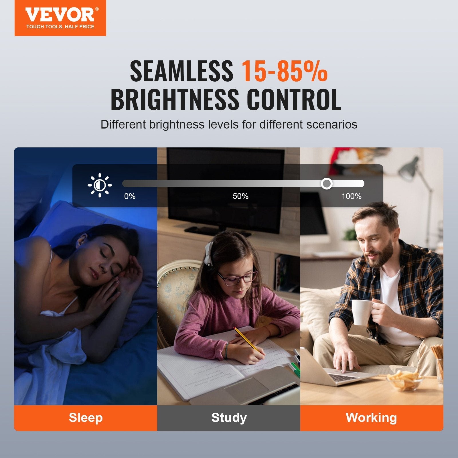 VEVOR WiFi Smart Light Dimmer Switch, 100-250V AC Wi-Fi 2.4GHz, 15% to 85% Stepless Dimming LED Dimmable Smart Switch with Touch Panel, App Remote Control Voice Compatible with Alexa Google Home 