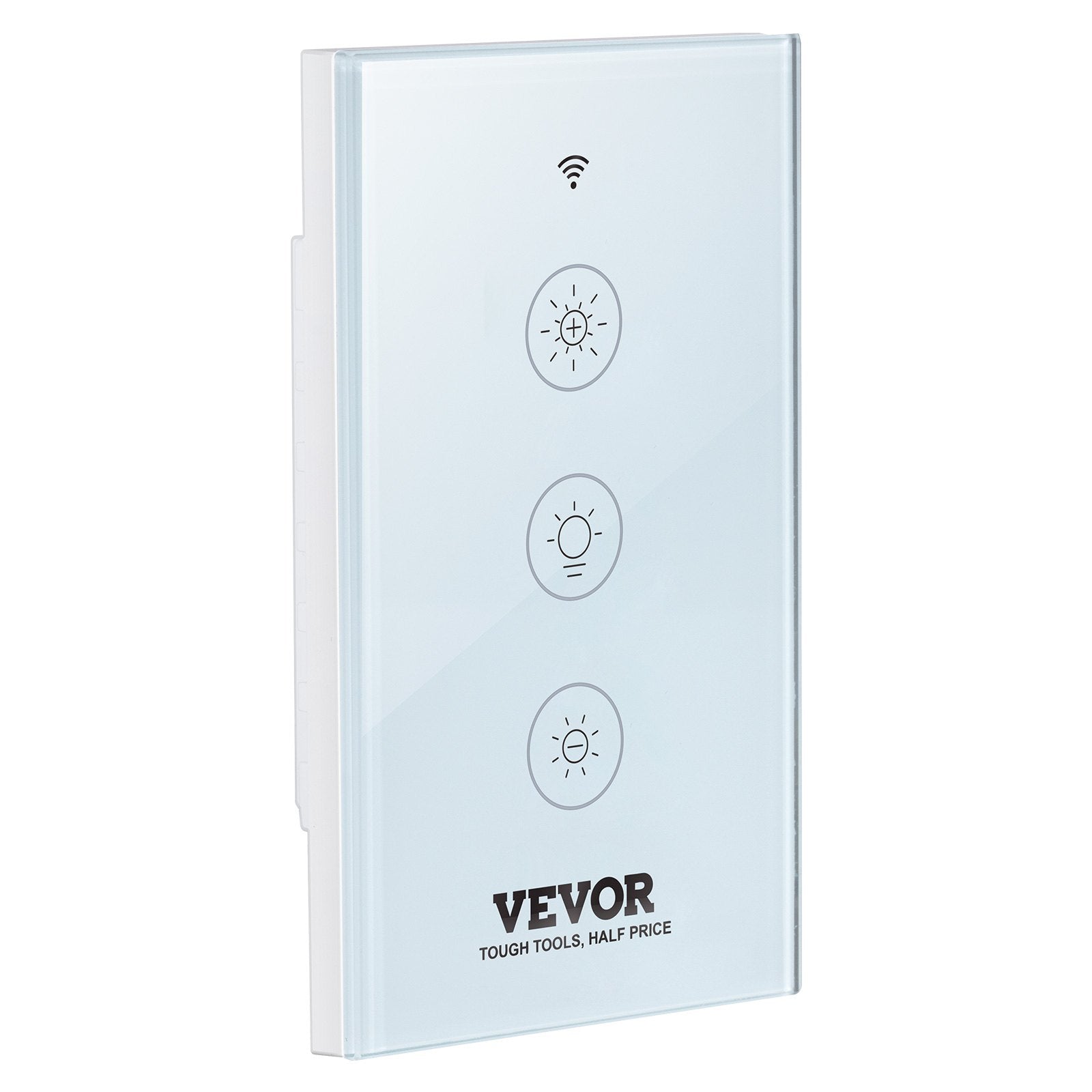 VEVOR WiFi Smart Light Dimmer Switch, 100-250V AC Wi-Fi 2.4GHz, 15% to 85% Stepless Dimming LED Dimmable Smart Switch with Touch Panel, App Remote Control Voice Compatible with Alexa Google Home 