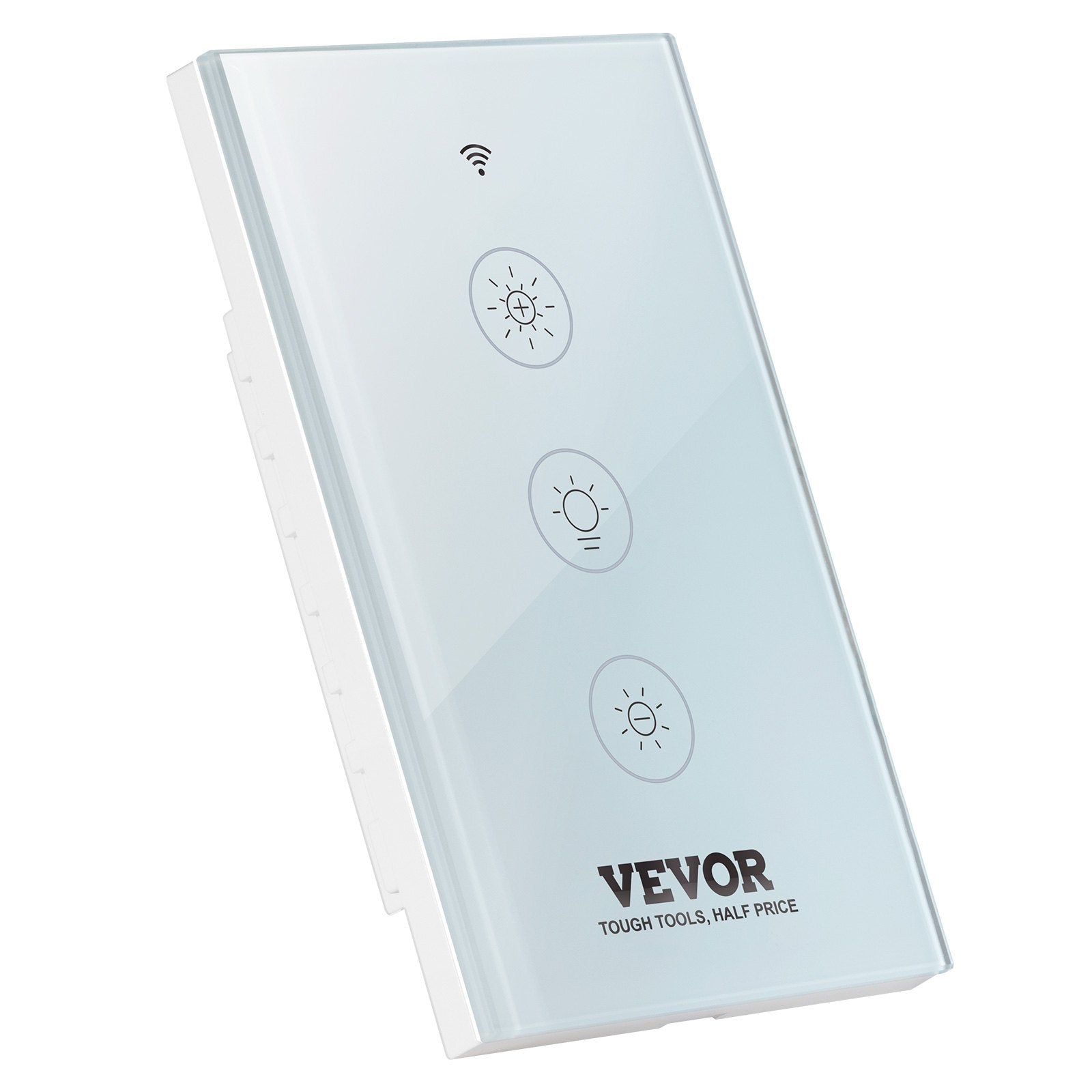 VEVOR WiFi Smart Light Dimmer Switch, 100-250V AC Wi-Fi 2.4GHz, 15% to 85% Stepless Dimming LED Dimmable Smart Switch with Touch Panel, App Remote Control Voice Compatible with Alexa Google Home 
