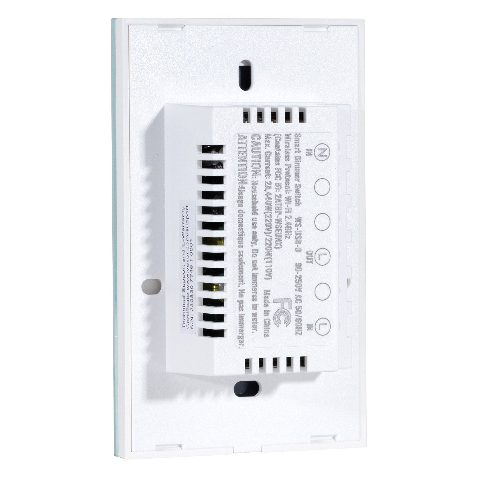 VEVOR WiFi Smart Light Dimmer Switch, 100-250V AC Wi-Fi 2.4GHz, 15% to 85% Stepless Dimming LED Dimmable Smart Switch with Touch Panel, App Remote Control Voice Compatible with Alexa Google Home 