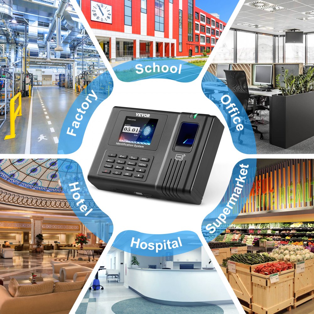 VEVOR Time Clock Biometric Clock 100000 Records Employee Attendance Machine 