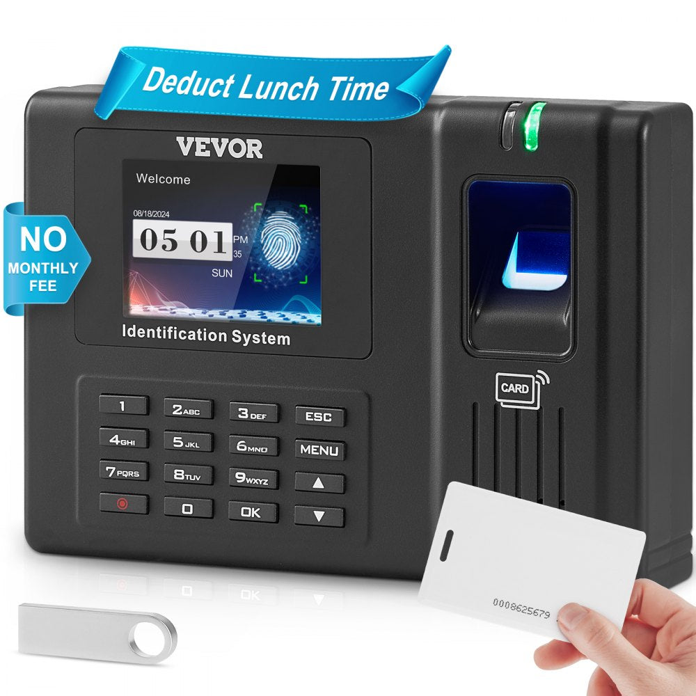 VEVOR Time Clock Biometric Clock 100000 Records Employee Attendance Machine 