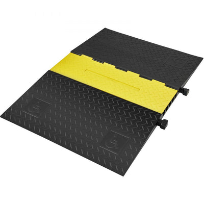 VEVOR Rubber Cable Protector Ramp, 5 Channel, 22000 lbs/axle Capacity Heavy Duty Wire Cover Ramp Hose Cord Ramp Driveway, Traffic Speed Bump with Flip-Open Top Cover, ADA Compliant for Indoor & Outdoo 