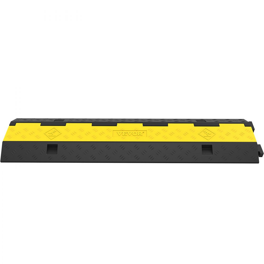 VEVOR Cable Protector Ramp, 4 Packs 2 Channels Speed Bump Hump, Rubber Modular Speed Bump Rated 11000 LBS Load Capacity, Protective Wire Cord Ramp Driveway Rubber Traffic Speed Bumps Cable Protector 