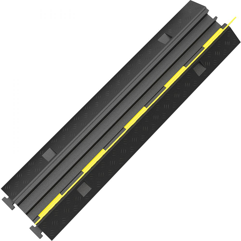 VEVOR Cable Protector Ramp, 4 Packs 2 Channels Speed Bump Hump, Rubber Modular Speed Bump Rated 11000 LBS Load Capacity, Protective Wire Cord Ramp Driveway Rubber Traffic Speed Bumps Cable Protector 