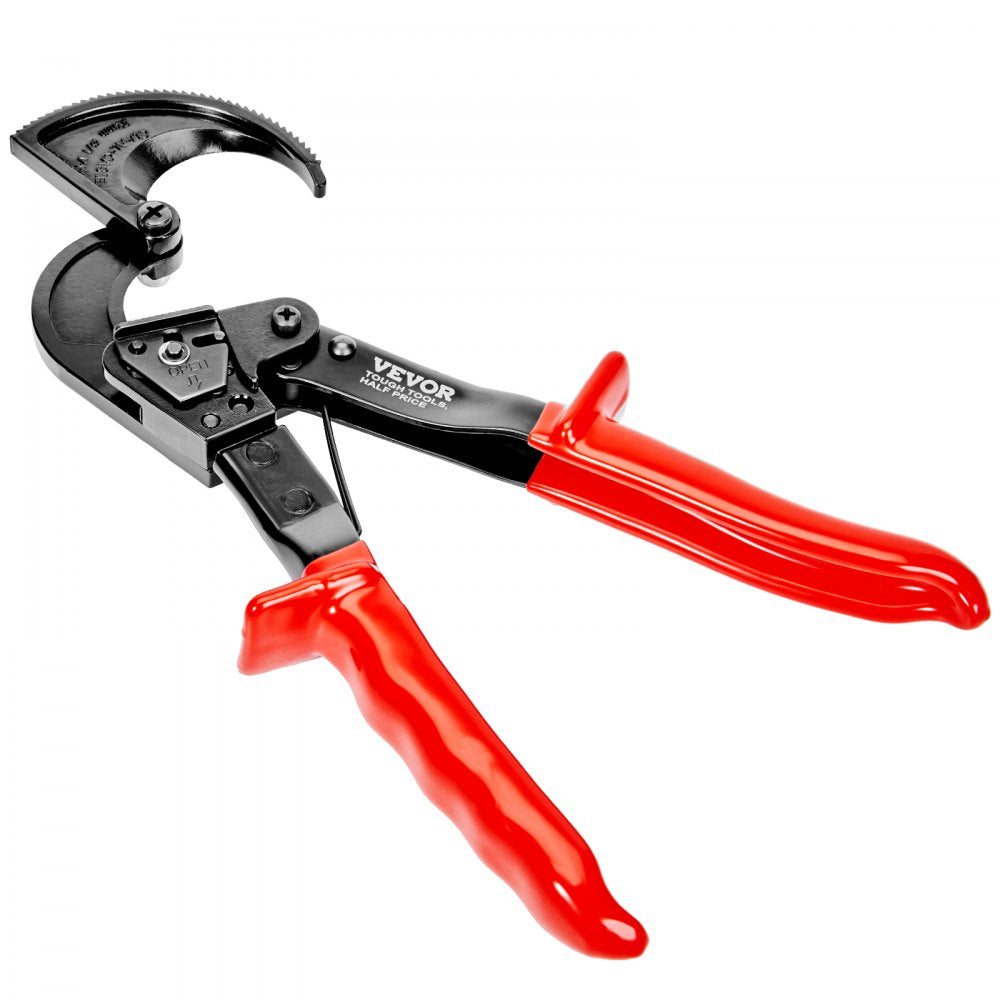 VEVOR Ratcheting Cable Cutter, 10" Ratchet Wire and Cable Cutter, Cut up to 240 mm², with Comfortable Grip Handles, Easy to Use Quick-Release Lever, Silicon-Manganese Spring Steel Blade 
