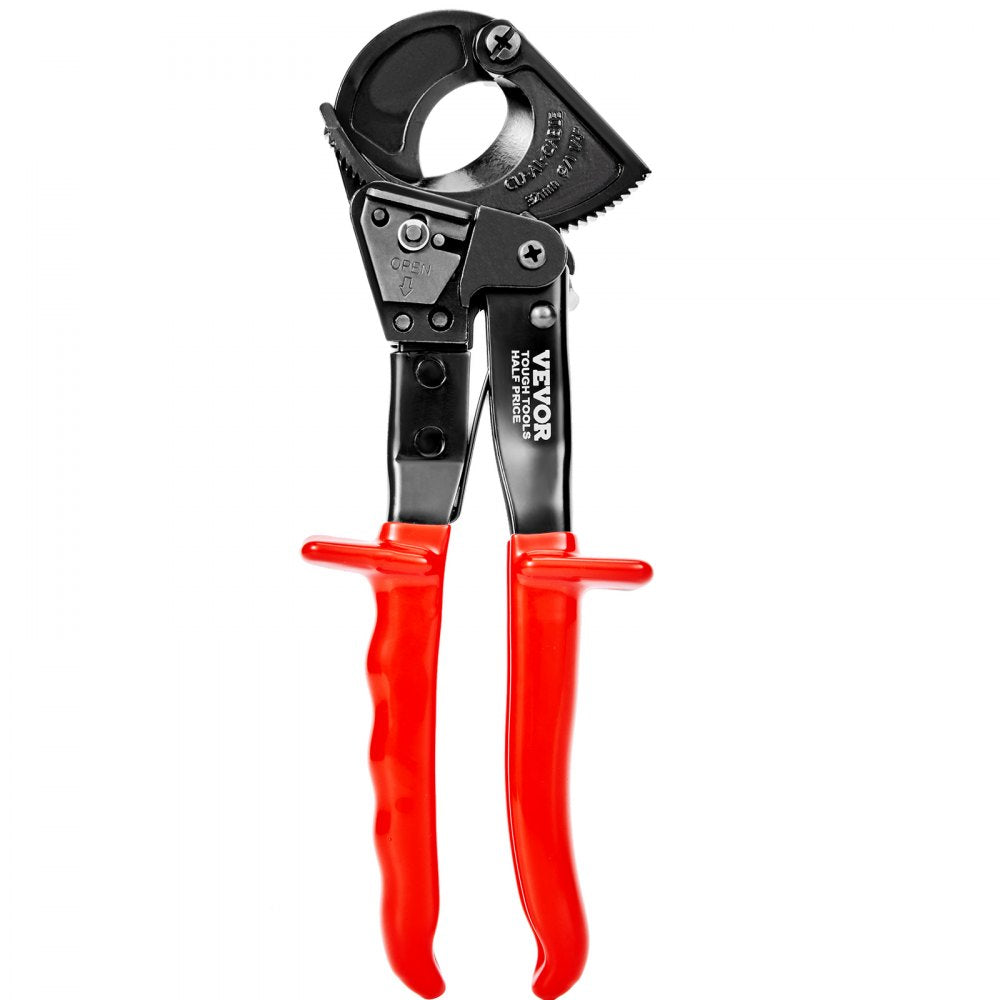 VEVOR Ratcheting Cable Cutter, 10" Ratchet Wire and Cable Cutter, Cut up to 240 mm², with Comfortable Grip Handles, Easy to Use Quick-Release Lever, Silicon-Manganese Spring Steel Blade 