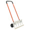 VEVOR Snow Pusher Shovel with Wheels, 24 in Wheeled Snowplow Shovel with Bi-Directional Angled Blade & 90 Degree Adjustable Handle, Metal Winter Shovels, Portable Snow Removal Tool for Driveway Garden