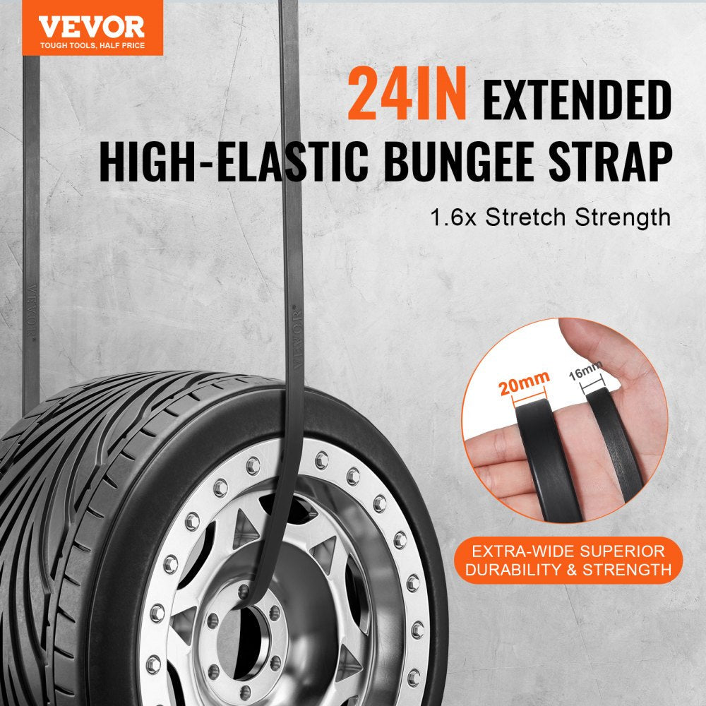VEVOR 10 Pcs Flat Bungee Cord Set 20 mm Heavy Duty Bungee Straps with S-Hook 