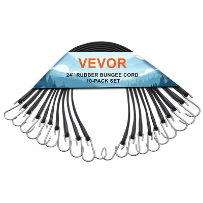 VEVOR 10 Pcs Flat Bungee Cord Set 20 mm Heavy Duty Bungee Straps with S-Hook 