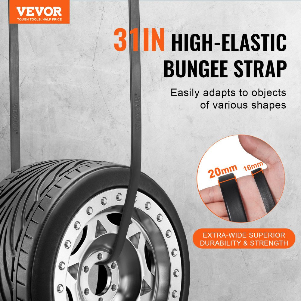 VEVOR 50 Pcs Flat Bungee Cord Set 19.8 mm Heavy Duty Bungee Straps with S-Hook 