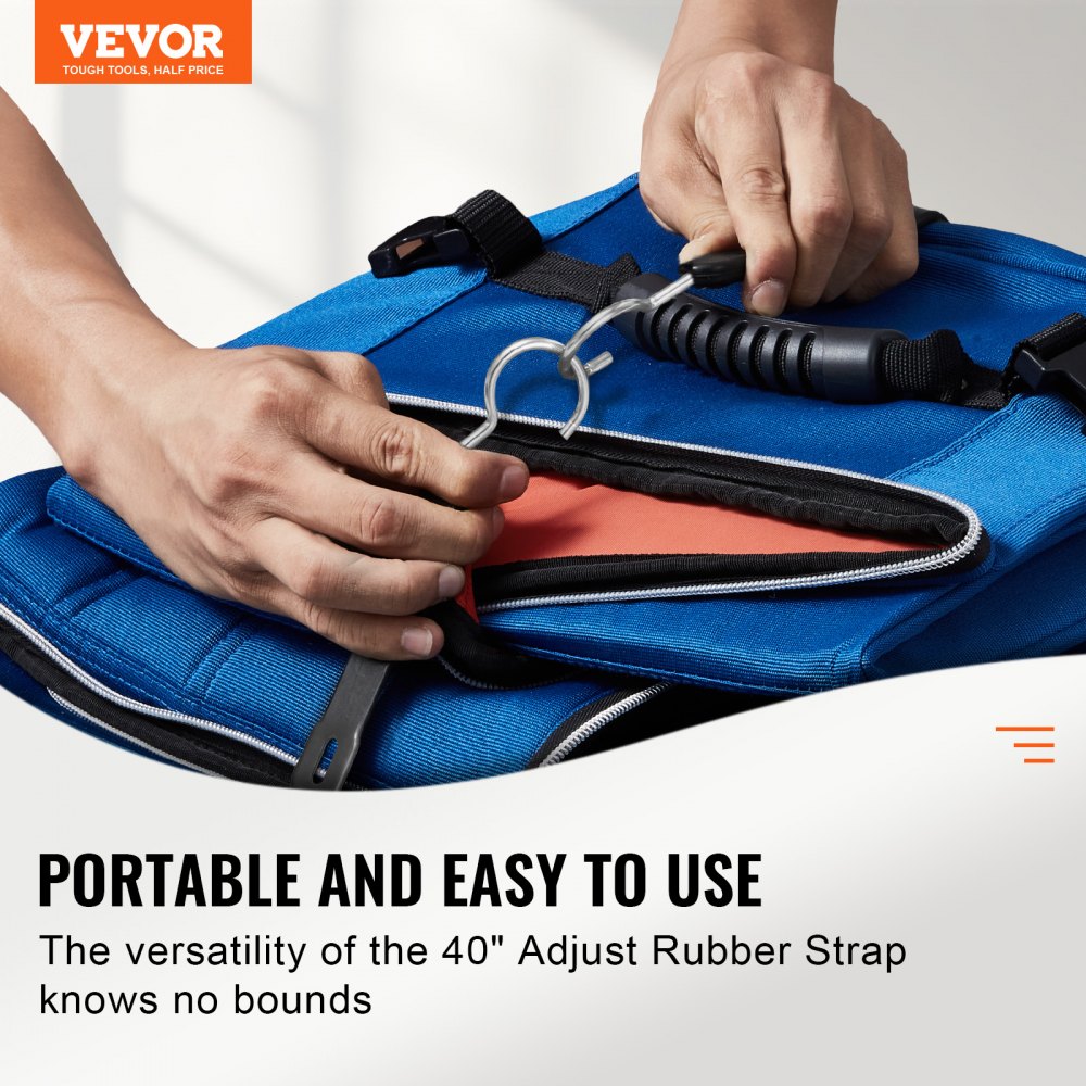 VEVOR 4 Pcs Flat Bungee Cord Set 20 mm Heavy Duty Bungee Straps with S-Hook 40" 