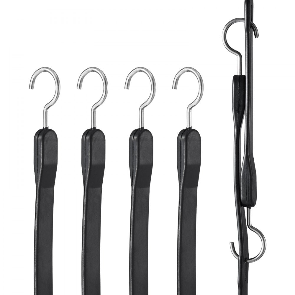 VEVOR 4 Pcs Flat Bungee Cord Set 20 mm Heavy Duty Bungee Straps with S-Hook 40" 