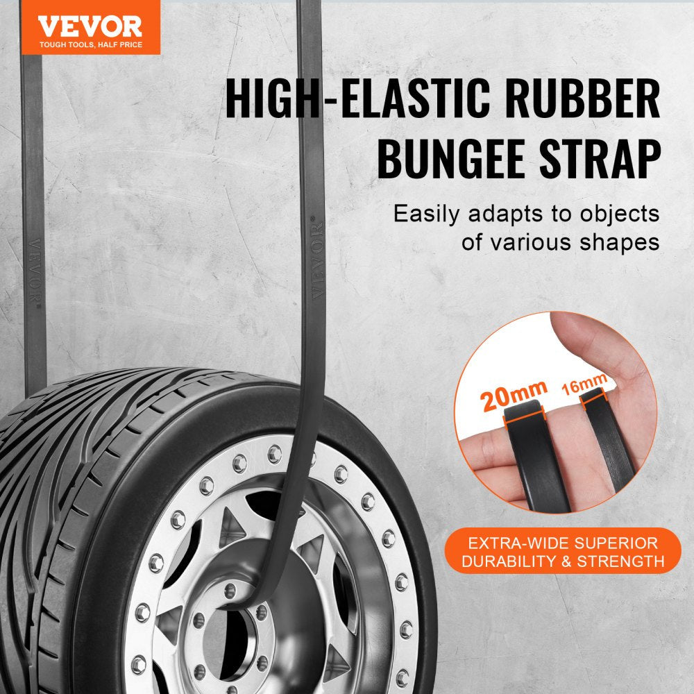 VEVOR 20 Pcs Flat Bungee Cord Set 20 mm Heavy Duty Bungee Straps with S-Hook 