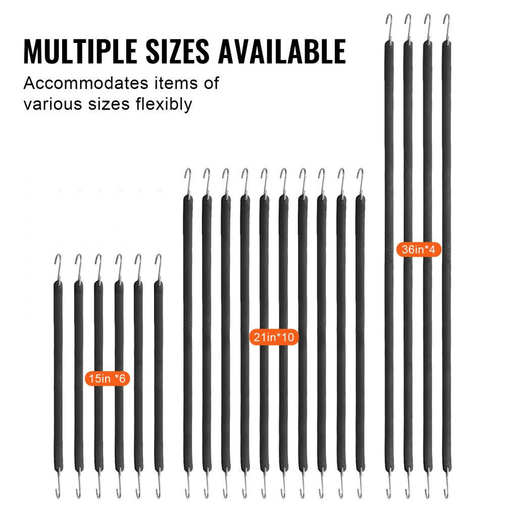 VEVOR 20 Pcs Flat Bungee Cord Set 20 mm Heavy Duty Bungee Straps with S-Hook 