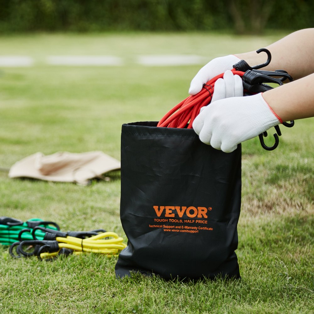 VEVOR 32 Pcs Bungee Cords Set 8 mm Heavy Duty Bungee Straps with A3 Steel Hooks 