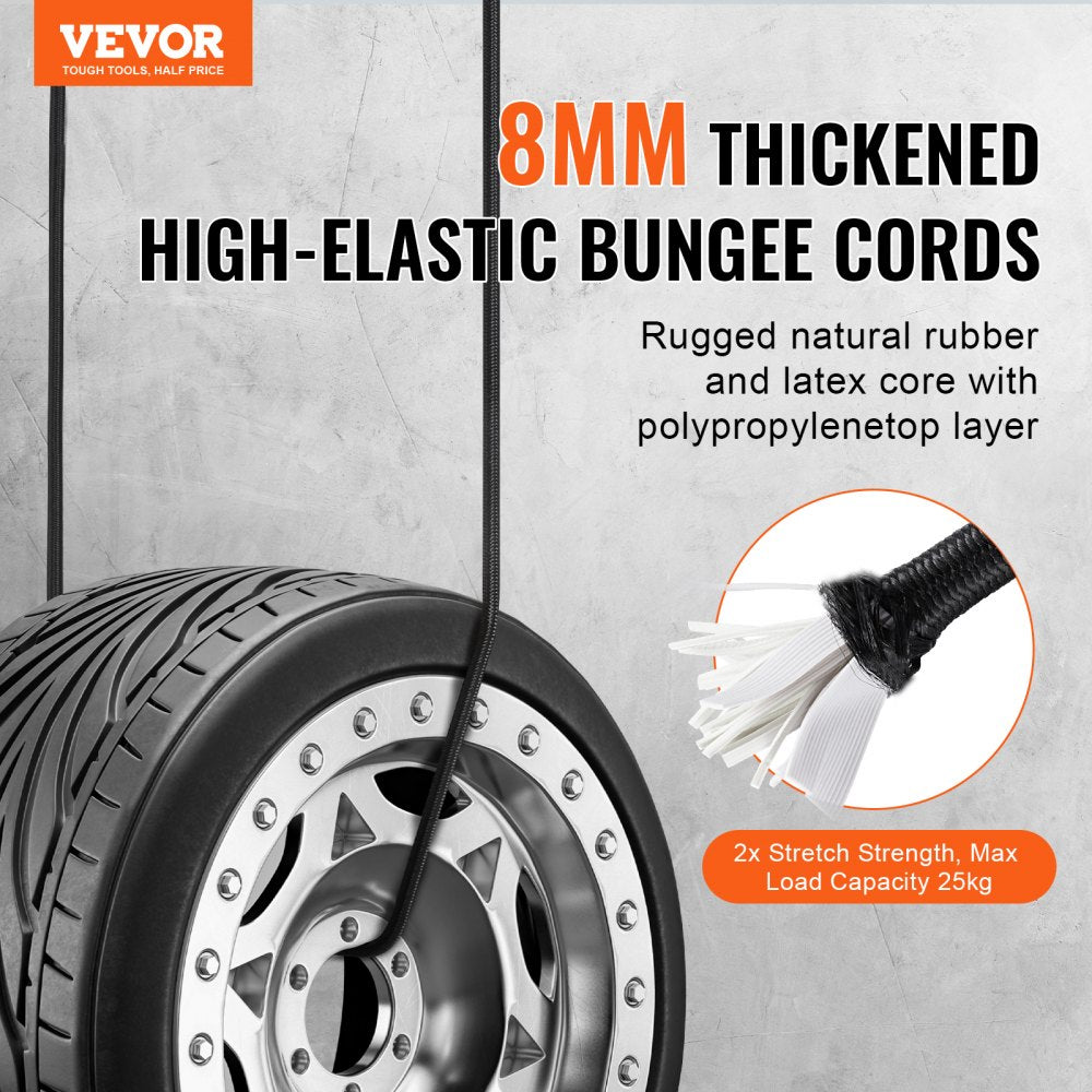 VEVOR 12 Pcs Bungee Cords with Hooks 32 In Heavy Duty Bungee Straps 8 mm Black 