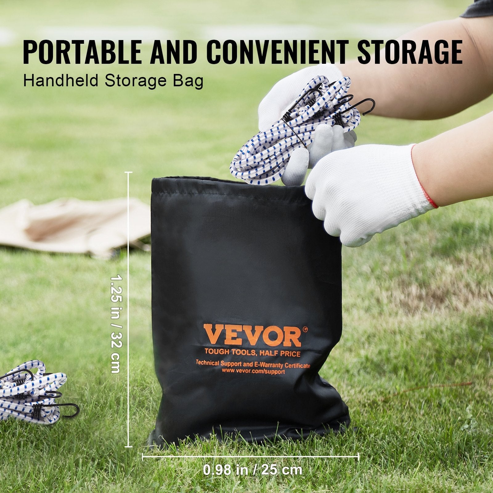 VEVOR 6 Pcs Bungee Cords with A3 Steel Hooks 72" Heavy Duty Bungee Straps 12mm 