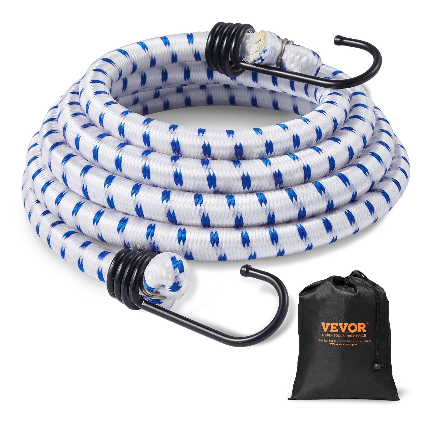 VEVOR 6 Pcs Bungee Cords with A3 Steel Hooks 72" Heavy Duty Bungee Straps 12mm 