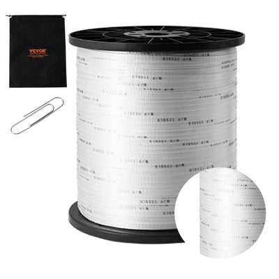 VEVOR Polyester Pull Tape, 1/2" x 5249' Mule Tape Flat Rope, 1250 lbf Tensile Capacity, Printed Webbing Cable Pulling Tape for Packaging, Gardening, Commercial Electrical, Conduit Work, White 
