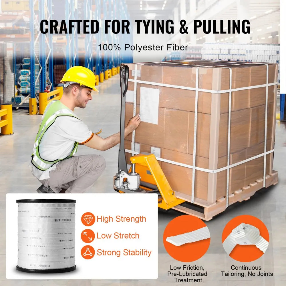 VEVOR Polyester Pulling Tape Mule Tape 5/8" x 630' 2200 lbf Tensile Capacity