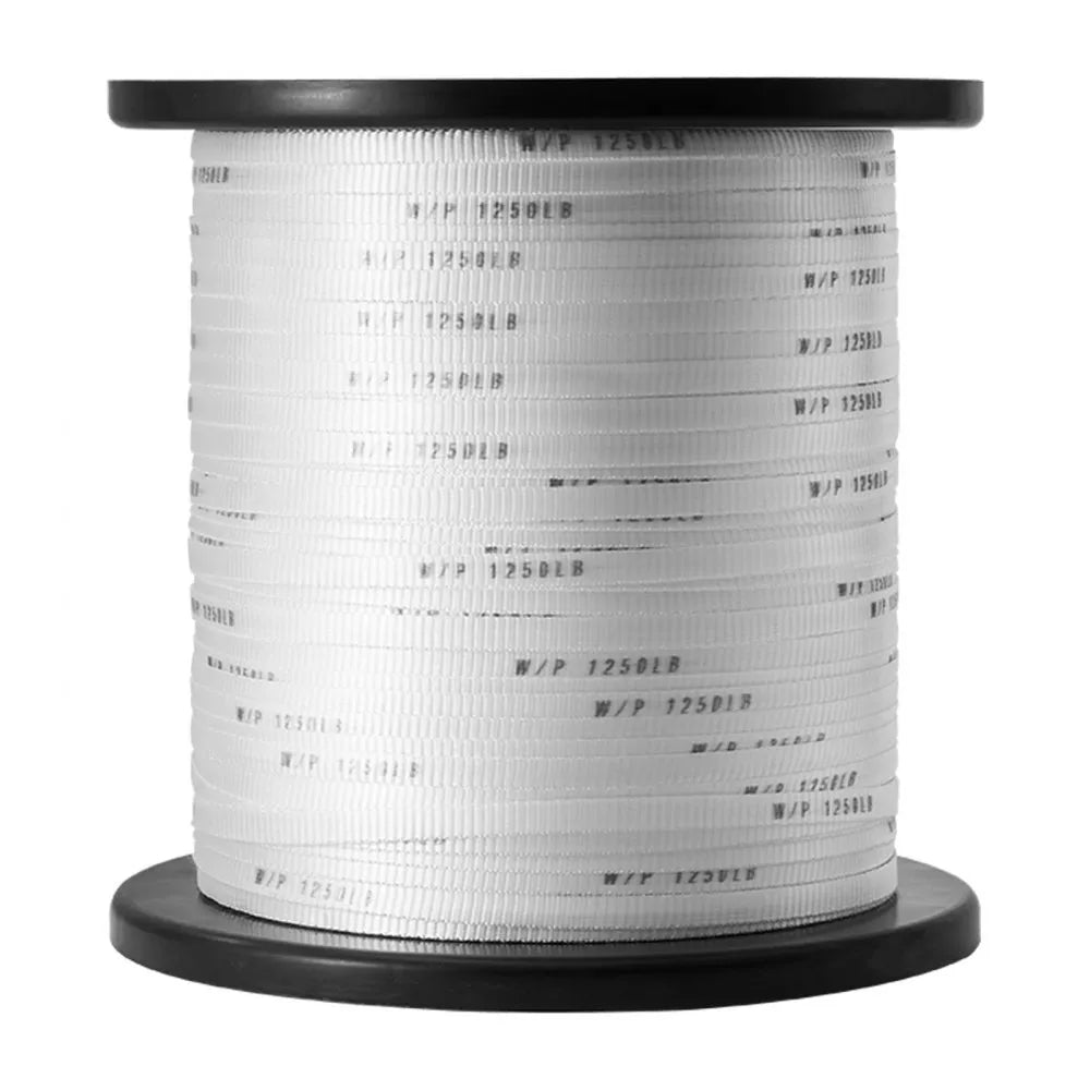 VEVOR Polyester Pull Tape, 1/2" x 1053' Mule Tape Flat Rope, 1250 lbf Tensile Capacity, Printed Webbing Cable Pulling Tape for Packaging, Gardening, Commercial Electrical, Conduit Work, White