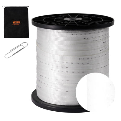VEVOR Polyester Pull Tape, 3/4" x 2103' Mule Tape Flat Rope, 2500 lbf Tensile Capacity, Printed Webbing Cable Pulling Tape for Packaging, Gardening, Commercial Electrical, Conduit Work, White 