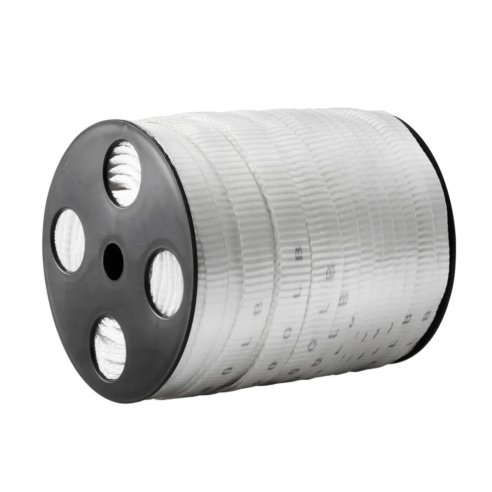 VEVOR Polyester Pull Tape, 3/4" x 265' Mule Tape Flat Rope, 2500 lbf Tensile Capacity, Printed Webbing Cable Pulling Tape for Packaging, Gardening, Commercial Electrical, Conduit Work, White