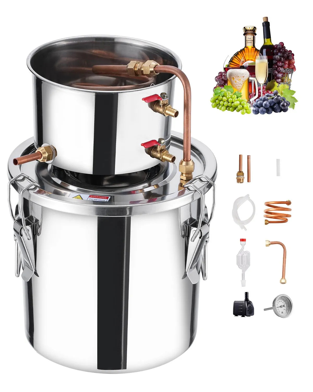 VEVOR Moonshine Still 3 Gal Water Alcohol Distiller Brewing Kit Stainless Steel