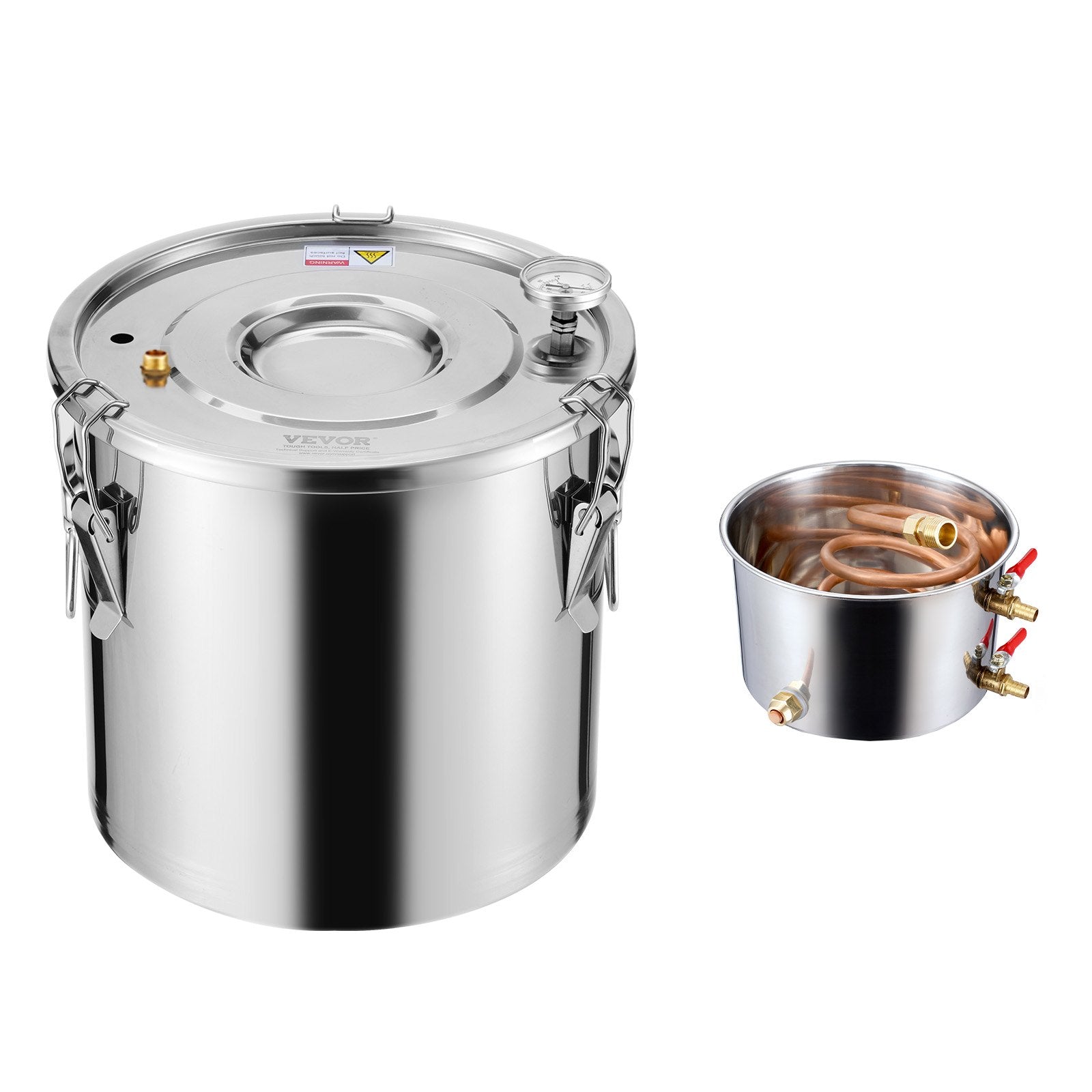 VEVOR Moonshine Still 5 Gal Water Alcohol Distiller Brewing Kit Stainless Steel 
