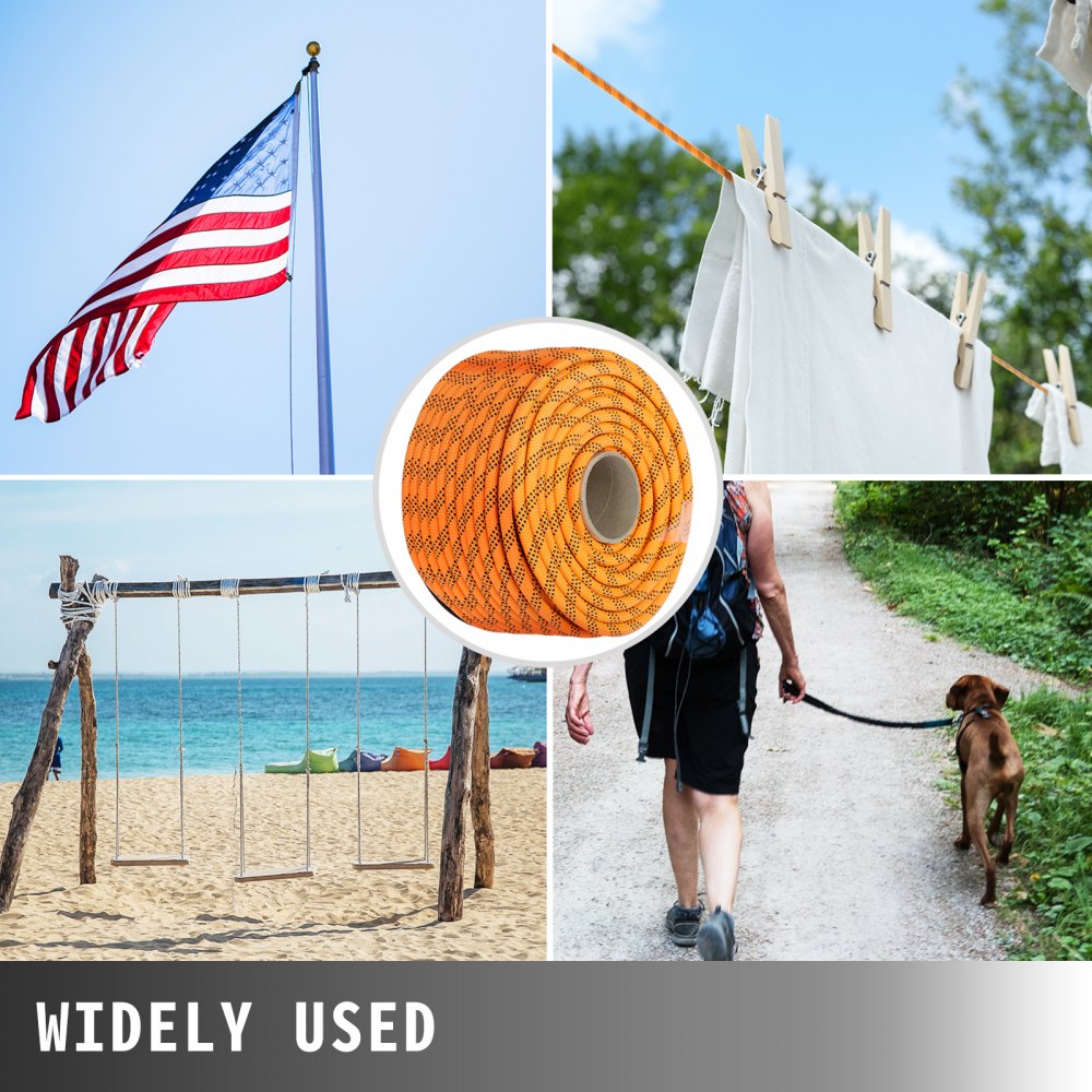 VEVOR 7/16 Inch Double Braid Polyester Rope 200 Feet Nylon Pulling Rope 880LB High Force Polyester Load Sailing Rope for Arborist Gardening Marine (7/16 Inch-200Feet) 