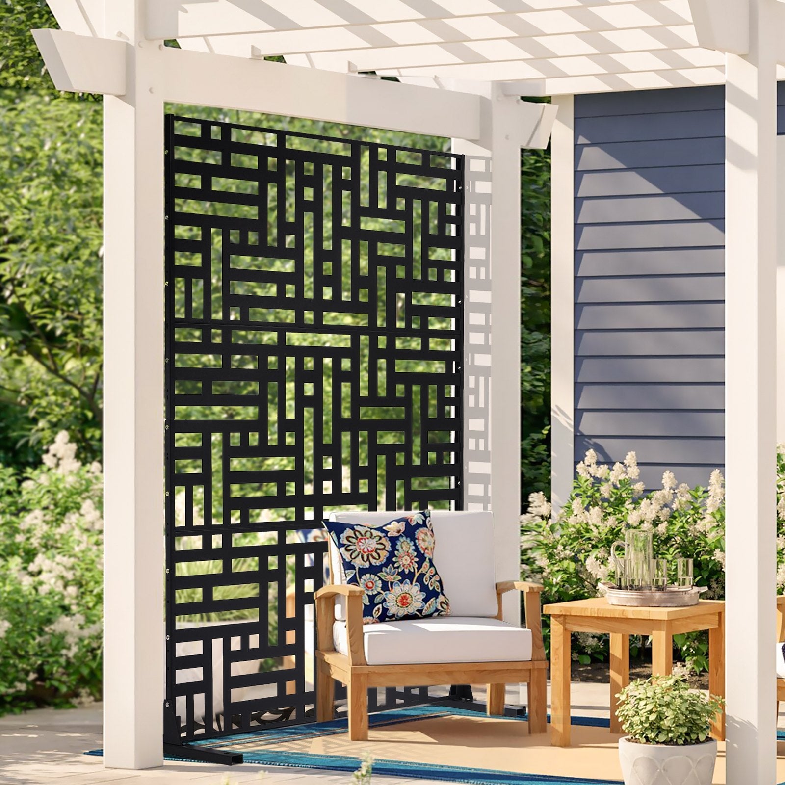 VEVOR Metal Privacy Screen 47" x 76" Outdoor Privacy Screens & Panels Black 