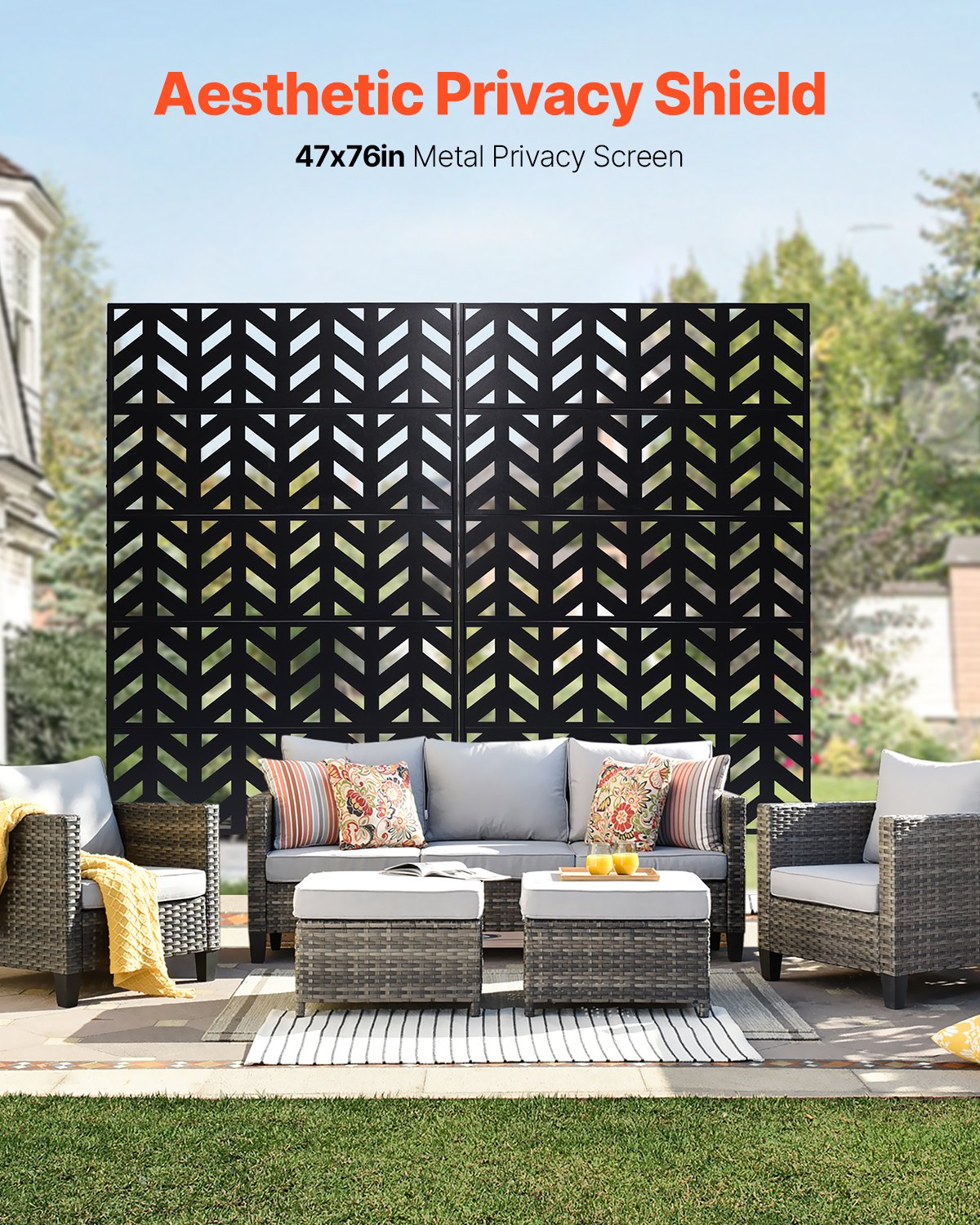 VEVOR Metal Privacy Screen 47" x 72" Freestanding Outdoor Privacy Screens 