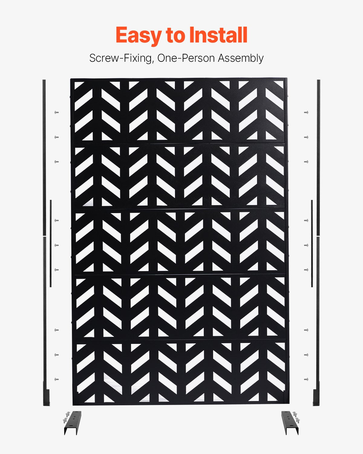 VEVOR Metal Privacy Screen 47" x 72" Freestanding Outdoor Privacy Screens 