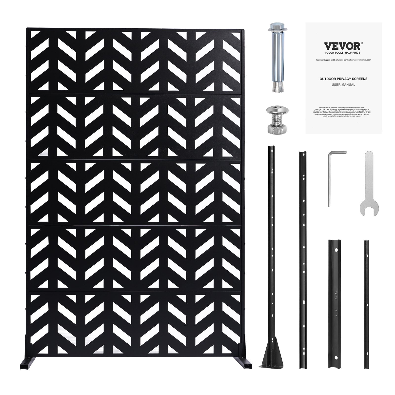 VEVOR Metal Privacy Screen 47" x 72" Freestanding Outdoor Privacy Screens 