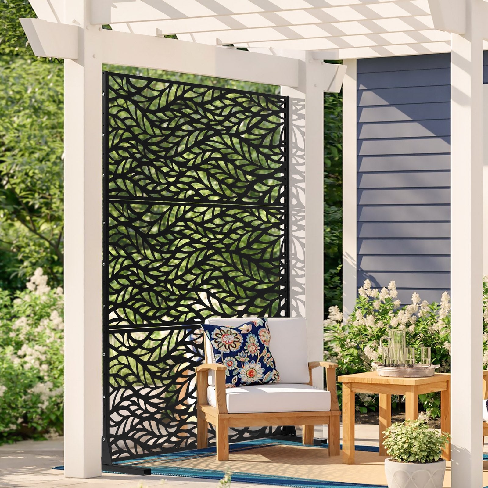 VEVOR Metal Privacy Screen 47" x 72" Outdoor Privacy Screens & Panels Black 