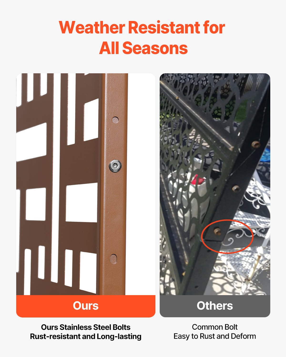 VEVOR Metal Privacy Screen 47" x 76" Outdoor Privacy Screens & Panels Brown 
