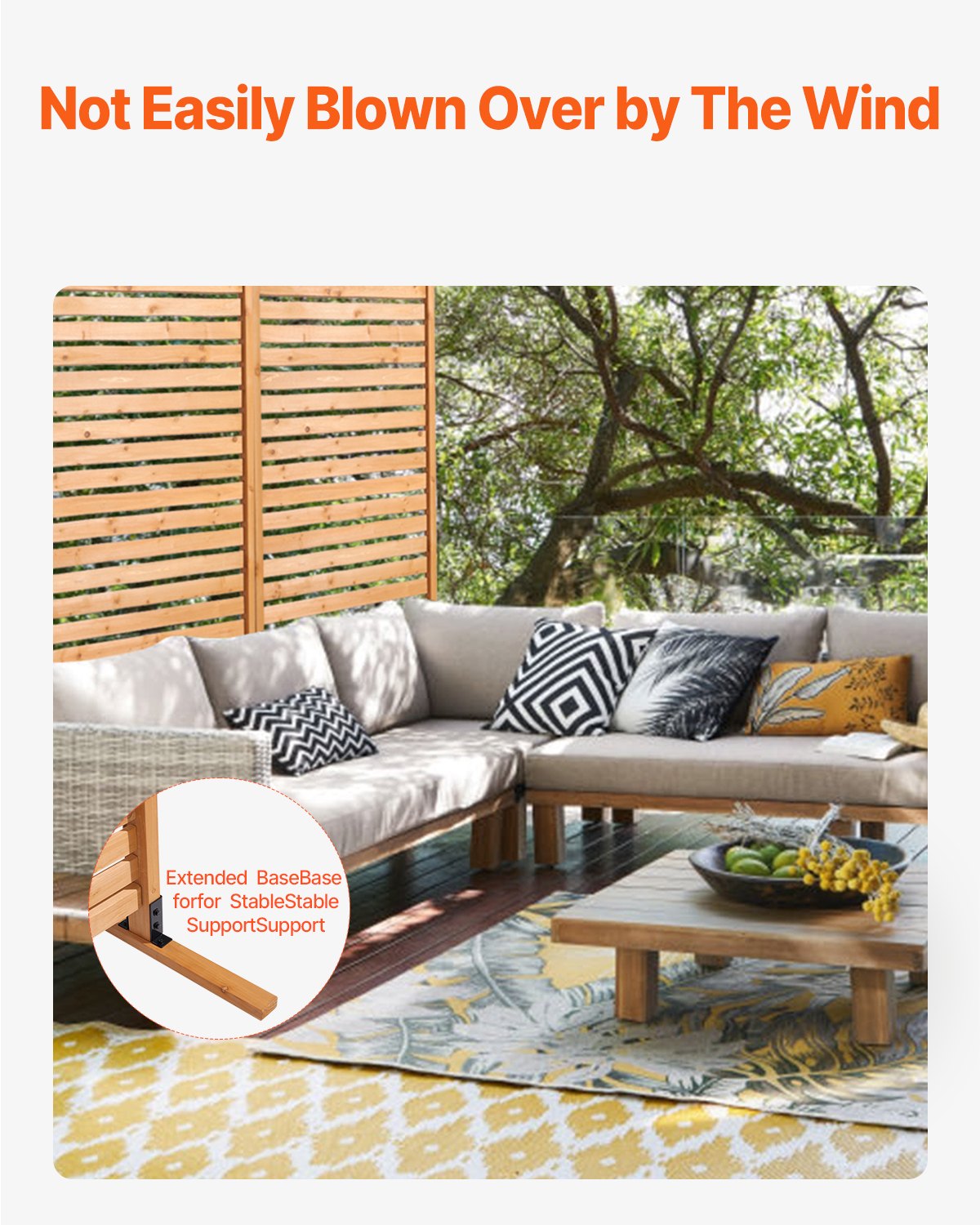 VEVOR Wooden Privacy Screen 36" x 76" Freestanding Outdoor Privacy Screen 