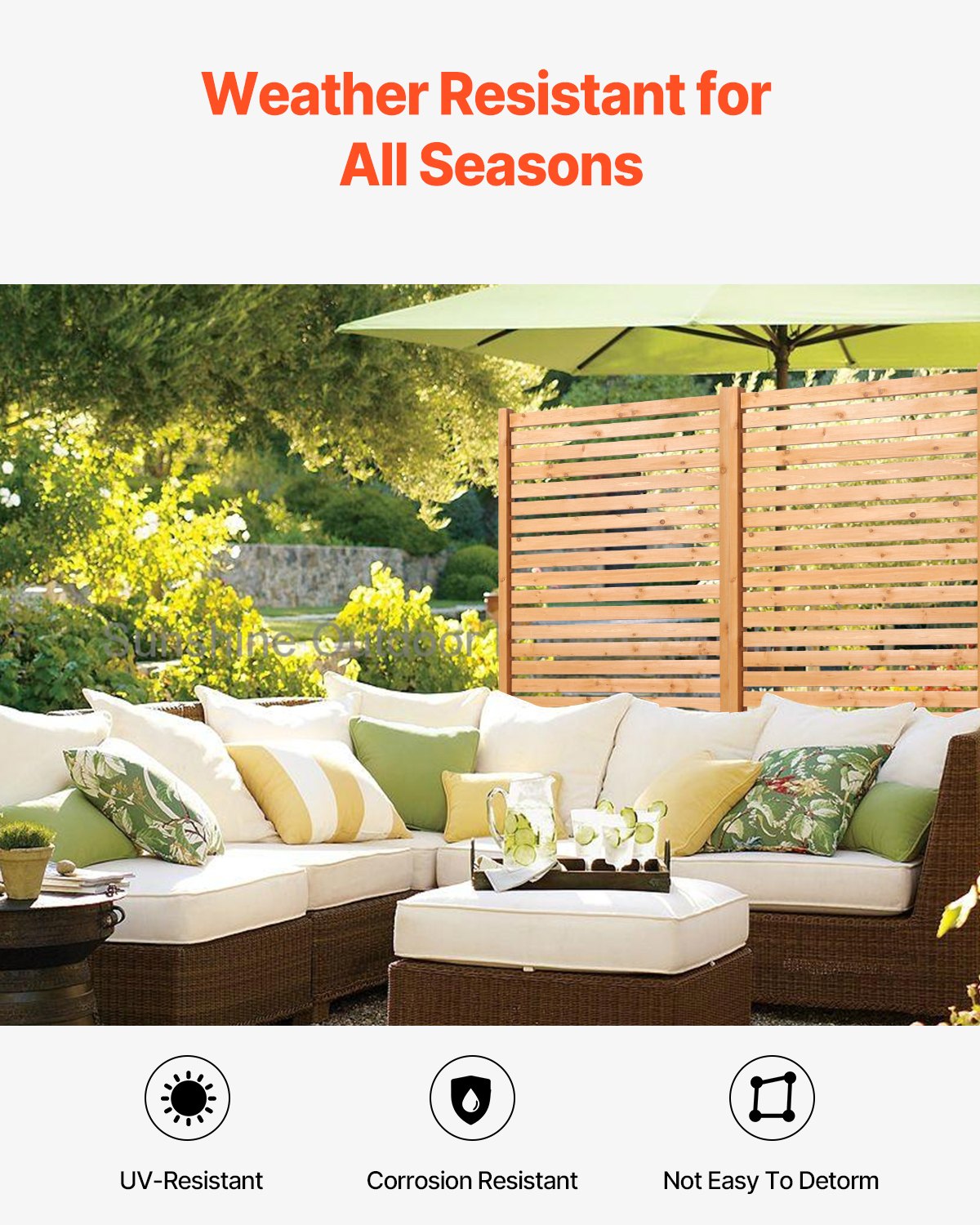 VEVOR Wooden Privacy Screen 36" x 76" Freestanding Outdoor Privacy Screen 