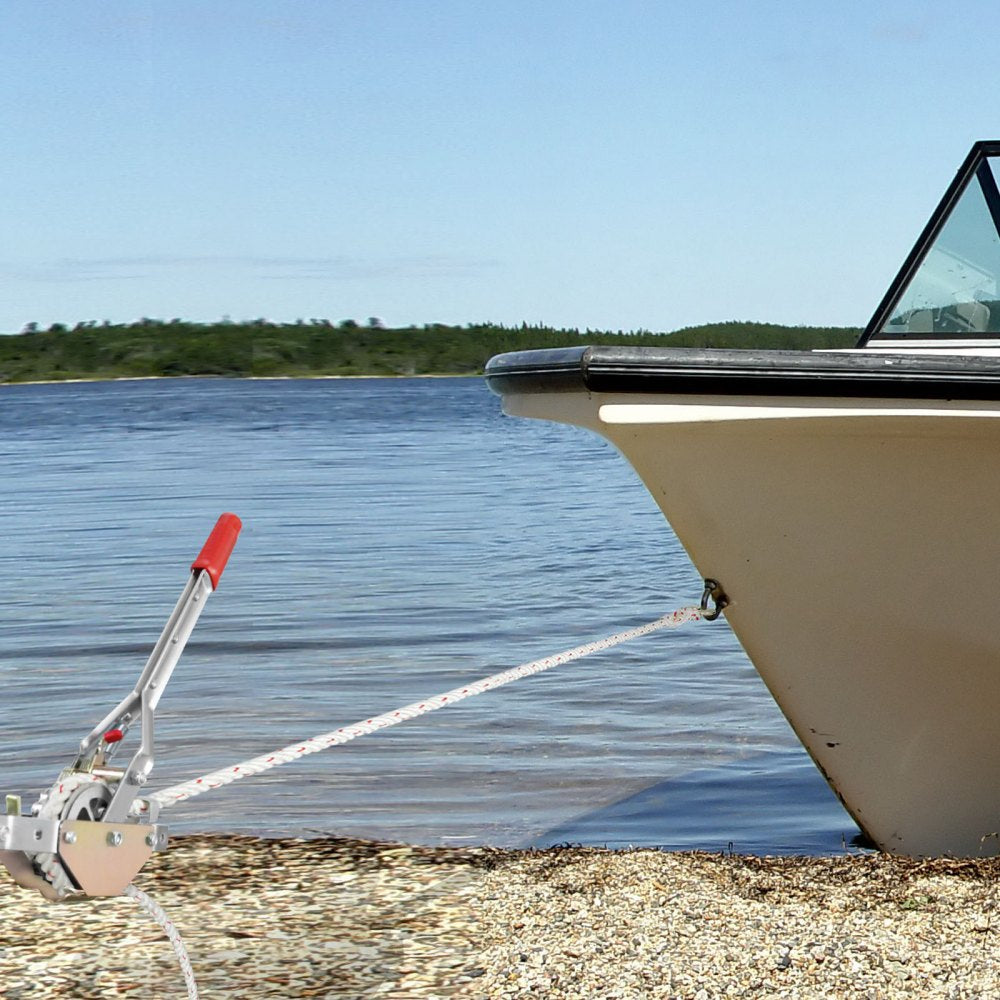 VEVOR Rope Puller, 3/4 Ton (1,653 lbs) Pulling Capacity, with 100' of 0.6" dia. Rope, 2 Hook, Come Along Winch, Heavy Duty Ratchet Power Puller Tool for Moving Boats, Securing Items, Transporting Logs 