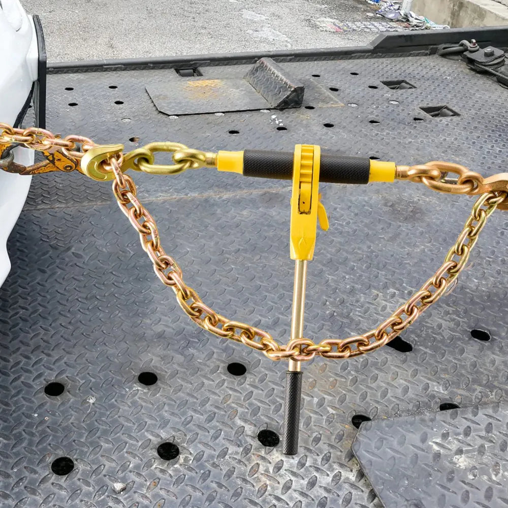 VEVOR Ratchet Chain Binder 2PCS, 3/8"-1/2" Heavy Duty Load Binders, with G80 Chains 12000 lbs Secure Load Limit, Labor-saving Anti-skid Handle, Tie Down Hauling Chain Binders for Flatbed Truck Trailer
