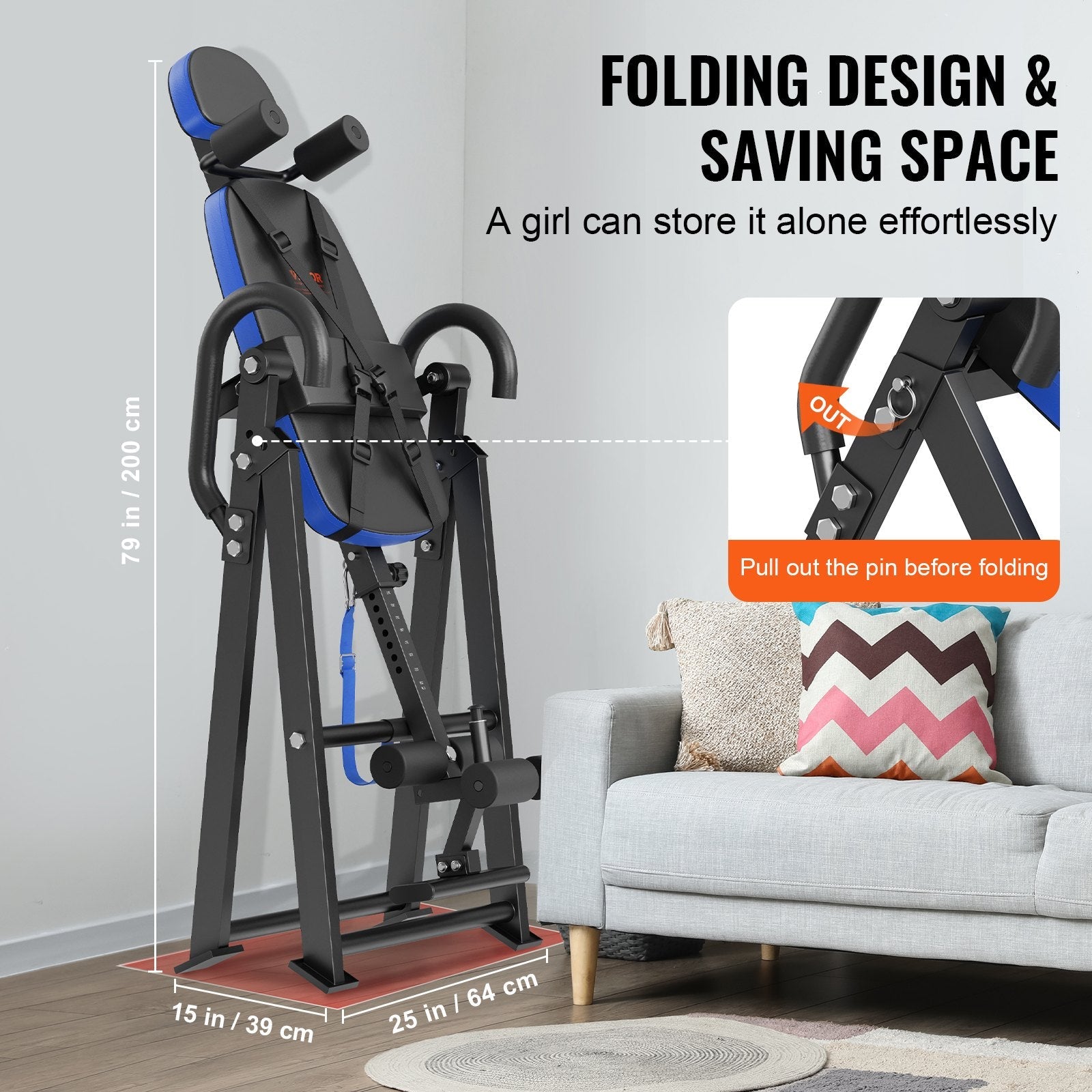 VEVOR Inversion Table Foldable Strength Training Equipment Hang Exercise Bench 