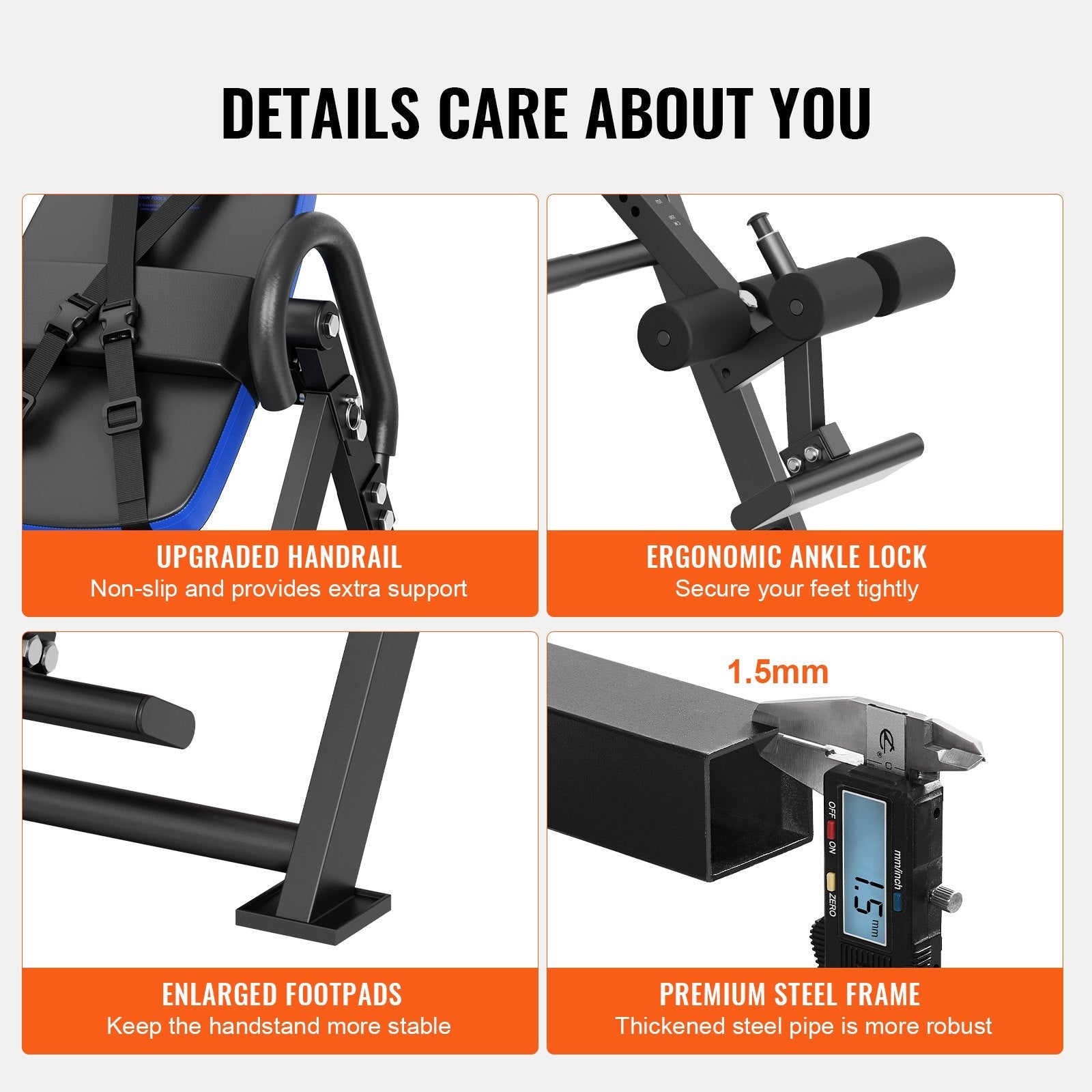 VEVOR Inversion Table Foldable Strength Training Equipment Hang Exercise Bench 